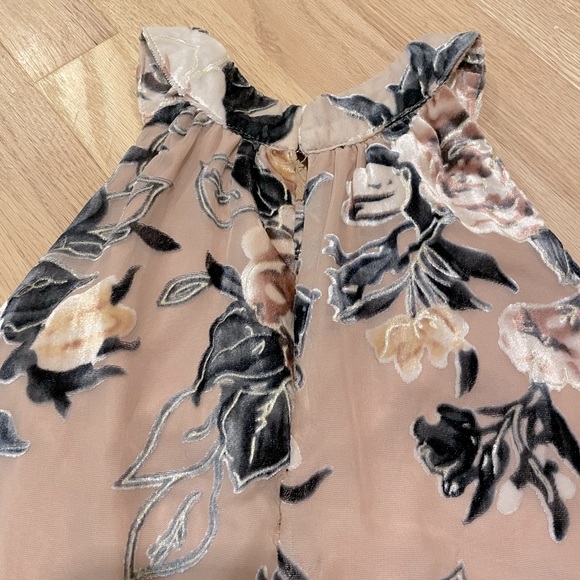 Dusty Rose Velvet Floral Dress, Large - Picture 3 of 6